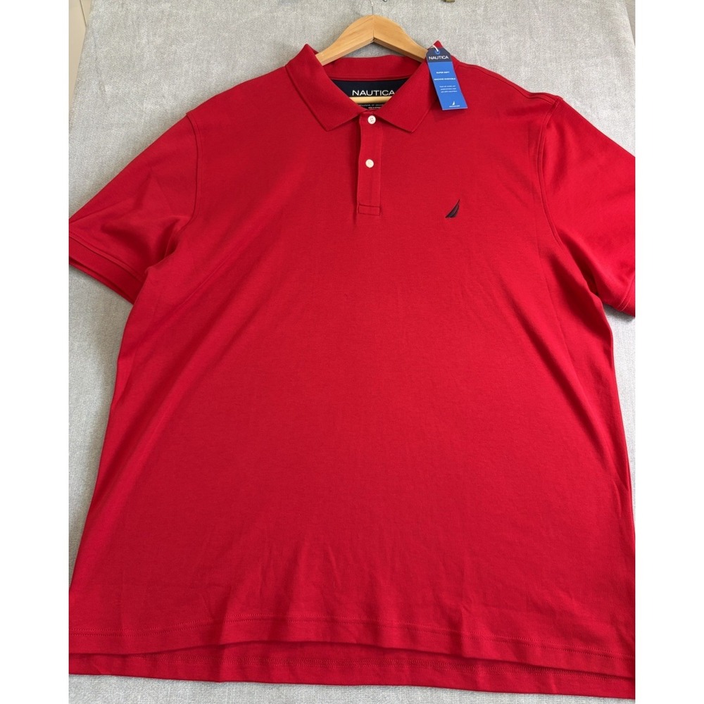 Men's Nautica Classic Fit Polo Size 2XL New With Tags Color Red 100% Cotton